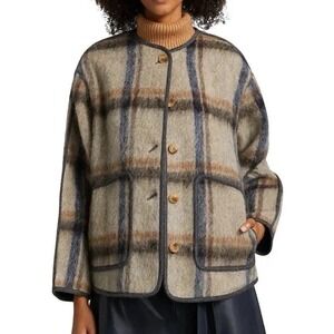 Tanya‎ Taylor NWT Janet Plaid Wool Lined Button Jacket W Pockets 2X MSRP $595